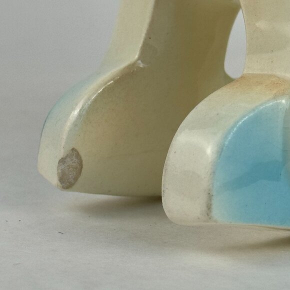 Vintage Ceramic Schnauzer Terrier Dog Planter Small Rocking Blue 7 inches - Picture 8 of 11